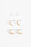 Set 3 aros con perla dorado