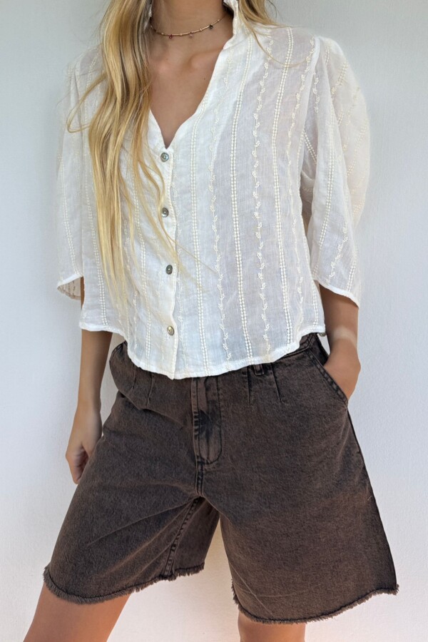 Blusa Almu Bordada Cruda