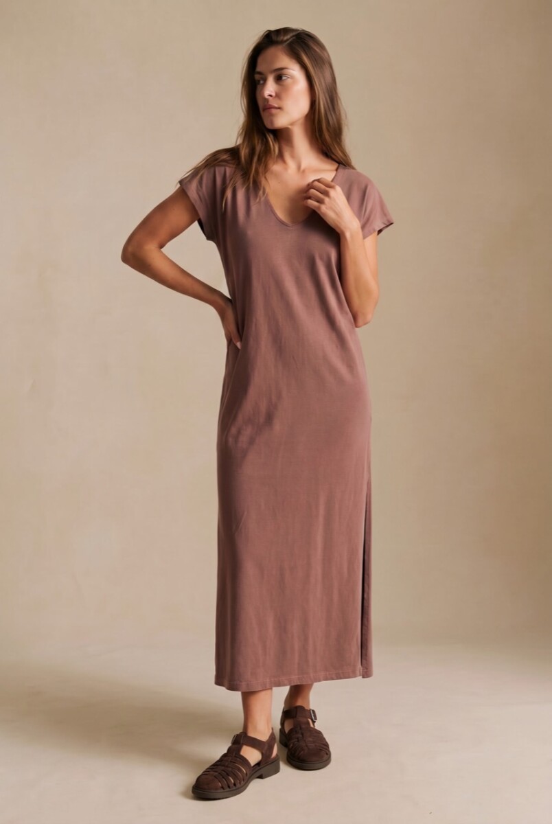 Vestido Algodon Lavado - Marron 