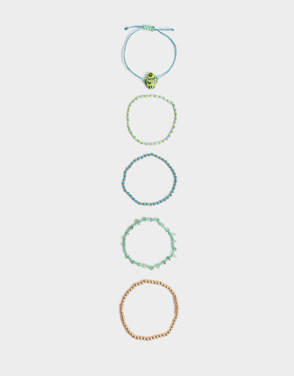 Pulseras Elásticas Set Con Mostacillas 