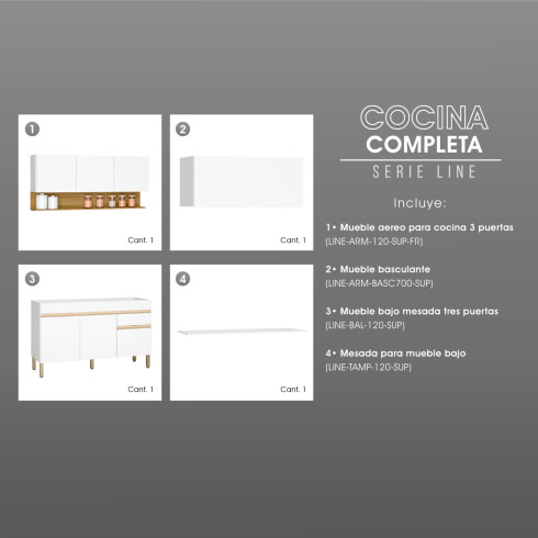 Modulos De Cocina En Color Blanco Incluye 3 Modulos Y Mesada BLANCO