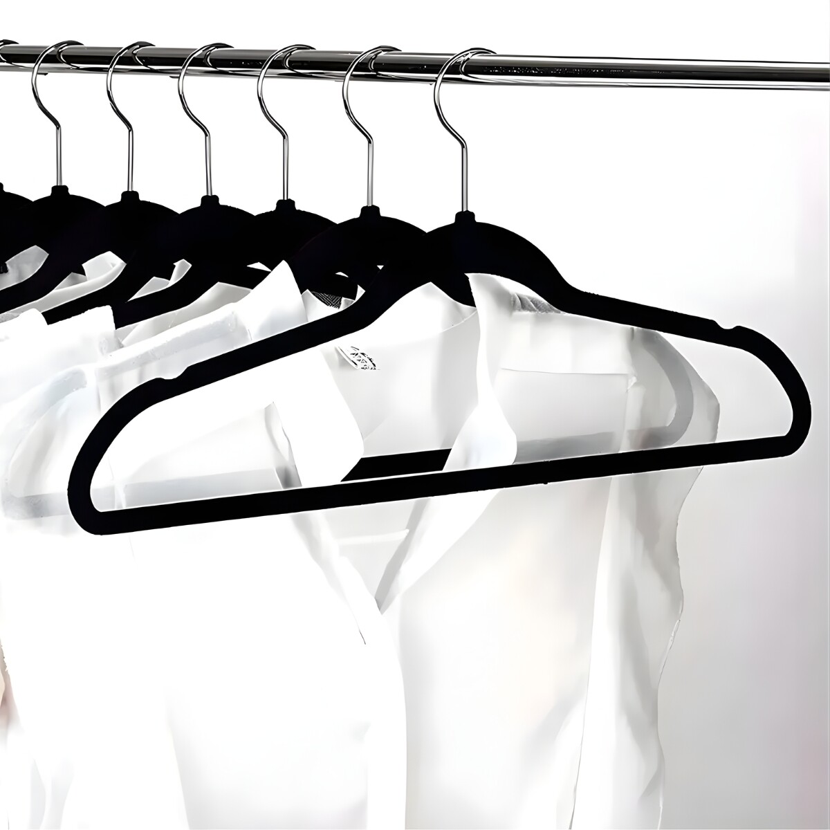 Set x20 perchas antideslisantes de terciopelo - NEGRO 