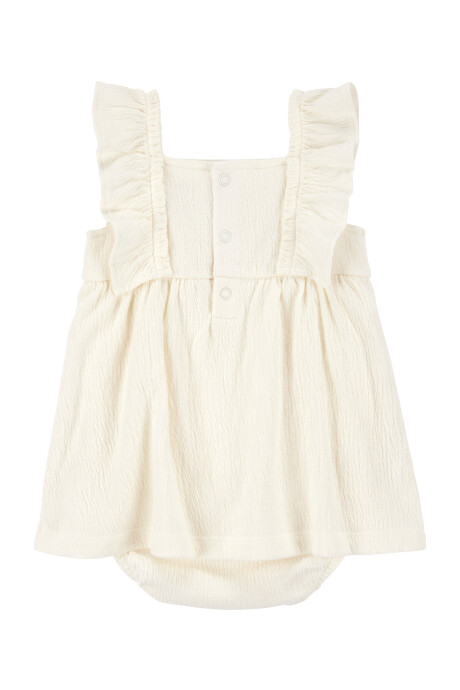 Vestido de jersey, con volados y bordado floral Vestido de jersey, con volados y bordado floral