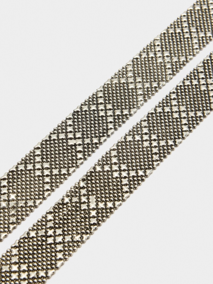 Collar Metálico Corbata plateado
