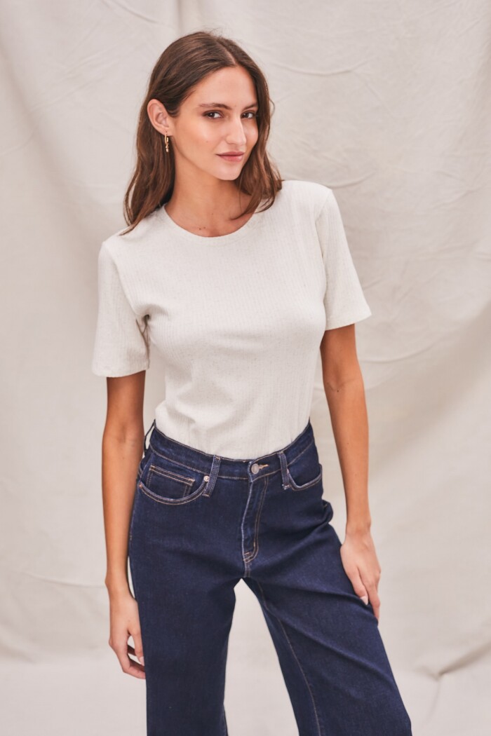 Remera Algodón Lino Beige Melange