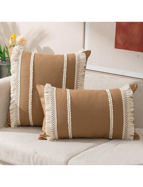 ALMOHADON CON TRENZAS Y FLECOS 45x45CM BEIGE ALMOHADON CON TRENZAS Y FLECOS 45x45CM BEIGE
