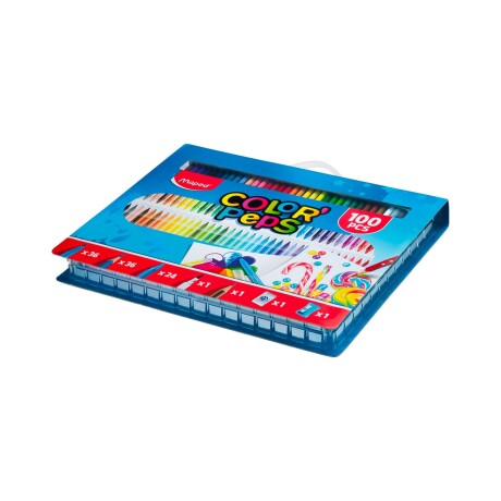 Maletín artístico Maped Color Peps 100 piezas lápices crayones goma sacapuntas Maletín artístico Maped Color Peps 100 piezas lápices crayones goma sacapuntas