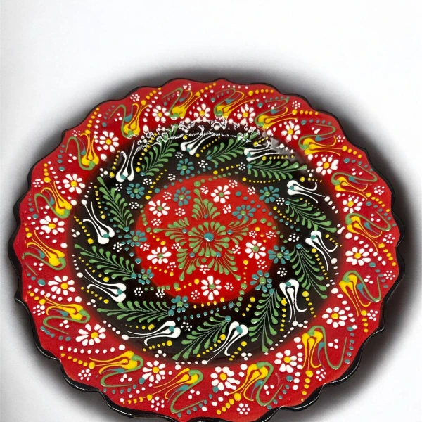 Plato de cerámica pintado 32 cm Rojo