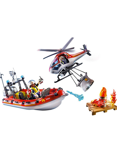 Playmobil City Action misión rescate bomberos bote y helicóptero 100 piezas Playmobil City Action misión rescate bomberos bote y helicóptero 100 piezas