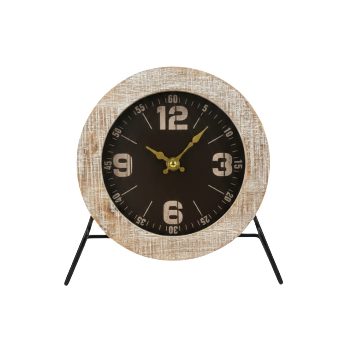 RELOJ MADERA C/SOPORTE METAL 20CM 