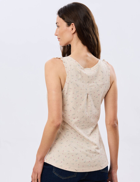 MUSCULOSA ALGODÓN CON VOLADOS Beige