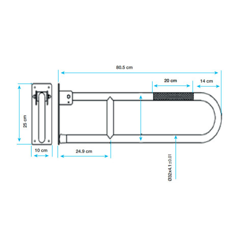 BARRA REBATIBLE DE ACERO INOXIDABLE 304 PULIDA 80.5CM 000