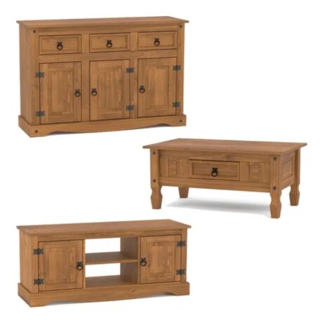 Promo Rack de Tv + Aparador + Mesa Ratona Linea Naturale ROBLE