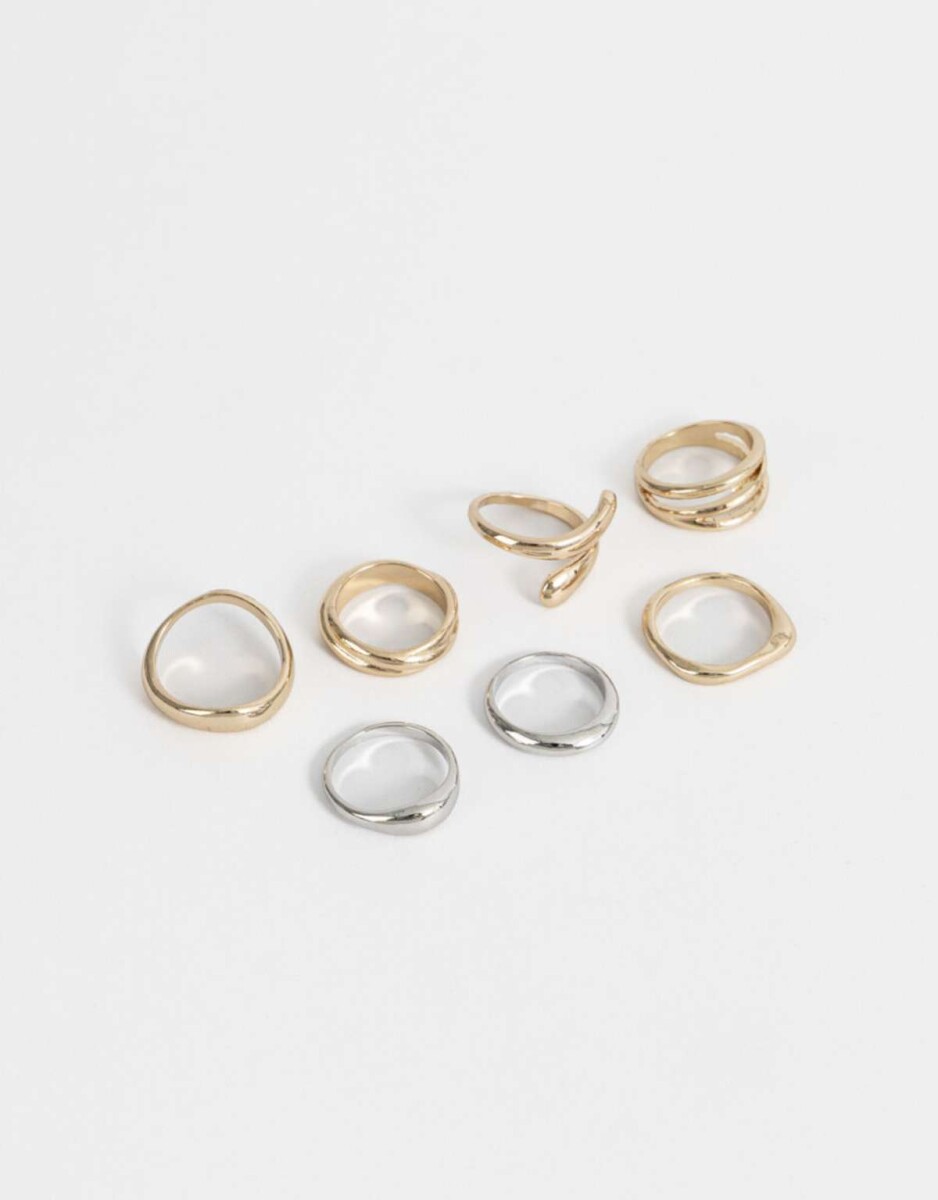 Sets De Anillos Mix Plating - Combinacion Bicolor 