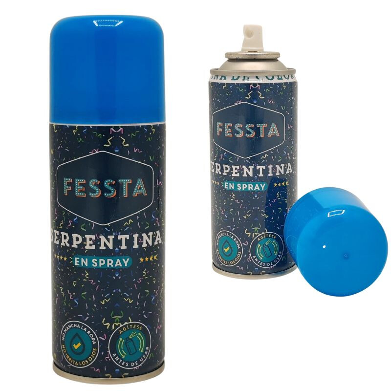 Serpentina de Colores en Spray Fessta 250ml Azul