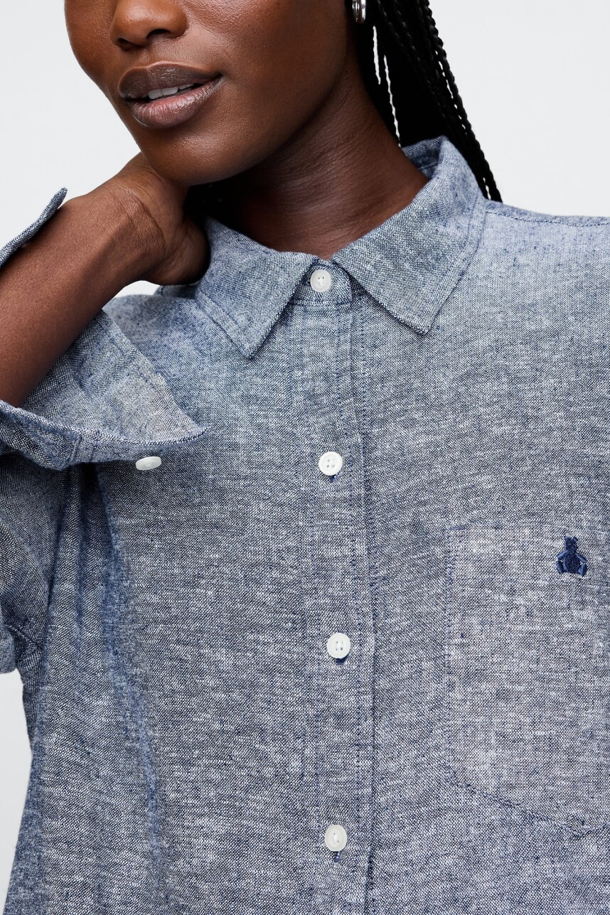 Camisa De Lino Brannan Mujer Blue Chambray