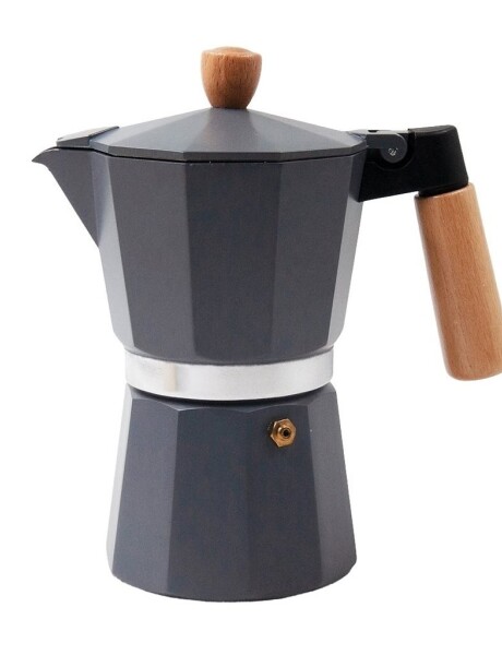 CAFETERA ITALIANA ALUMINIO 300ML 6 TAZAS GRIS MANGO MADERA VARENNA CAFETERA ITALIANA ALUMINIO 300ML 6 TAZAS GRIS MANGO MADERA VARENNA