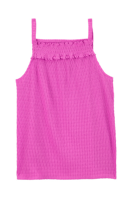 Musculosa de algodón, con fruncido y textura Musculosa de algodón, con fruncido y textura