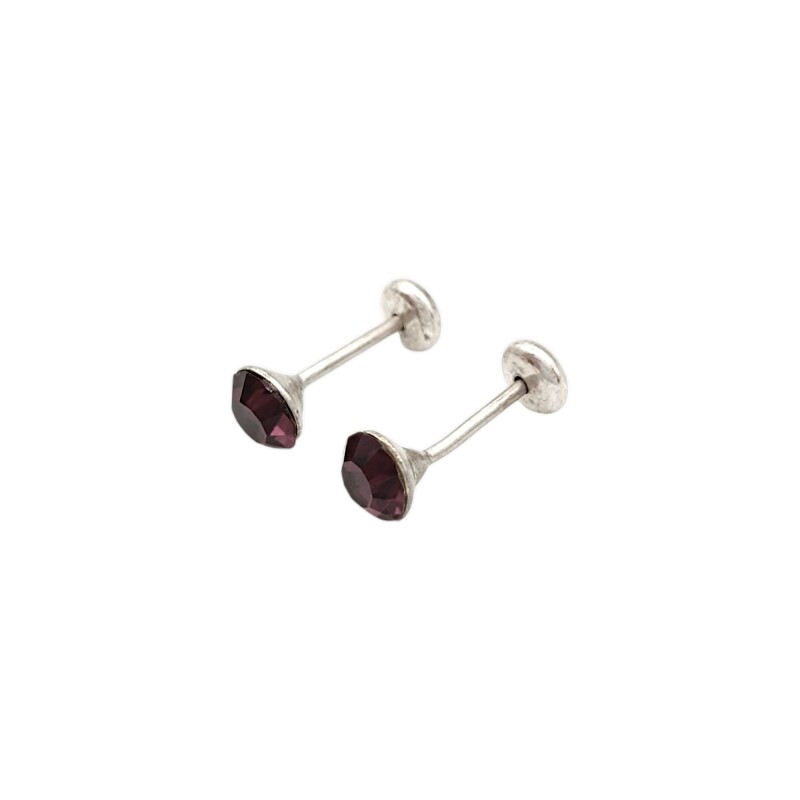 Abridores bebe Solitario- Plata 925 - Piedra Zirconia lila - AB3000 Conpiedra
