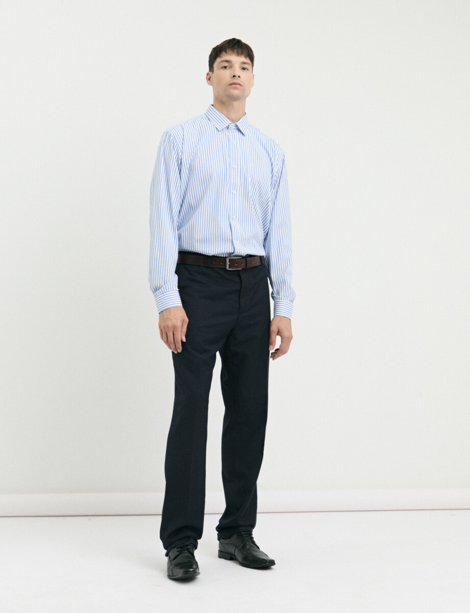 012626 CAMISA HARRINGTON LABEL Blanco/celeste