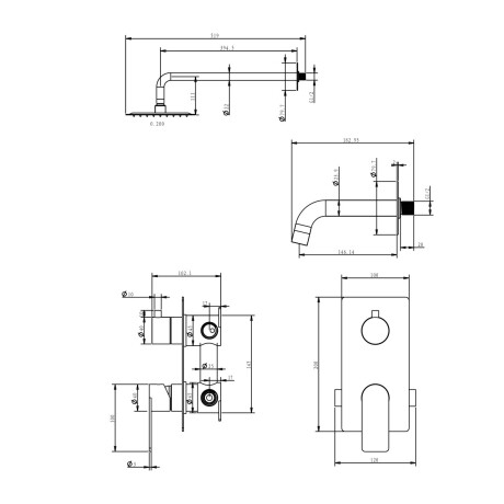 DUCHA SALEMI DE EMBUTIR CON TRANSFERENCIA EN BRUSHED NICKEL GRIS-BRUSHED NICKEL