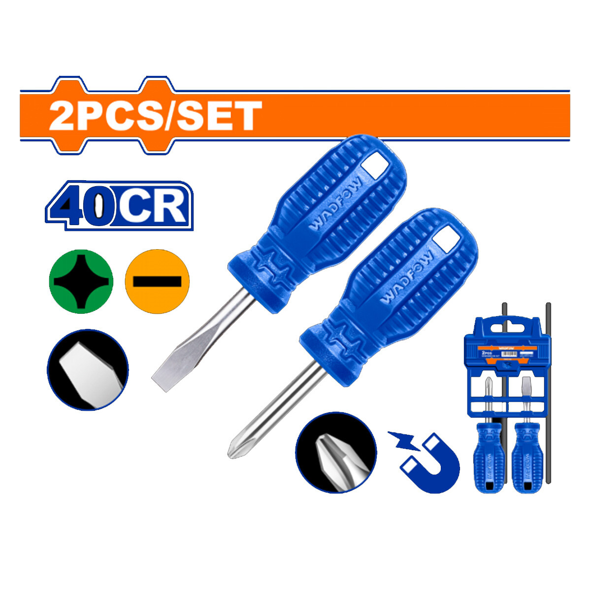 SET X 2 DESTORNILLADORES ENANO PALETA Y PHILLIPS WADFOW WSS2202 