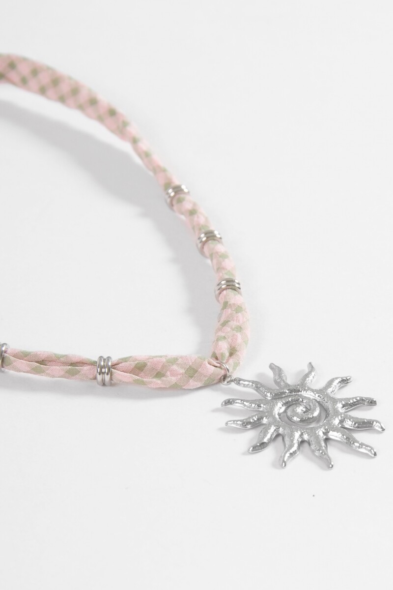 Collar acero cordón dije sol plateado