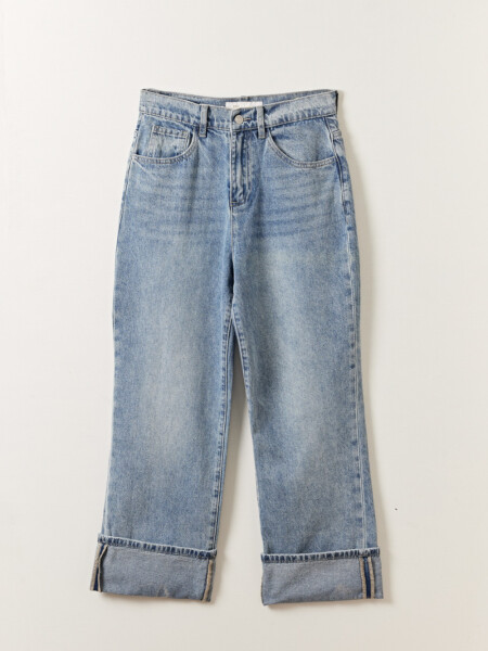 Pantalón jean bajo doblado Azul