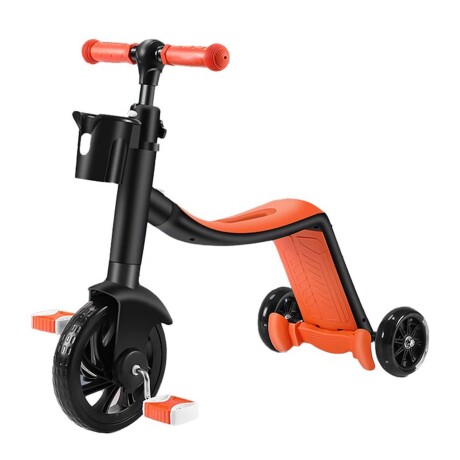 Bicicleta Monopatín Triciclo 3 en 1 Ajustable para Niños Naranja
