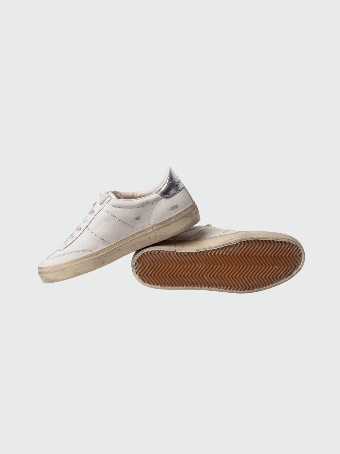 Golden Goose-Championes de cuero acordonados, Soul star Blanco