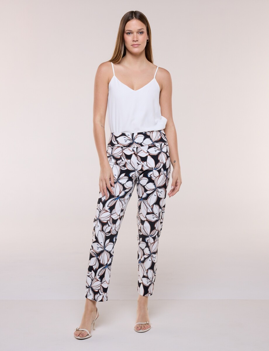 Pantalón Elastizado Estampado - Crudo/multi 