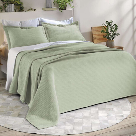 Juego Colcha y Funda Dohler 1 Plaza 100% Microfibra Verde