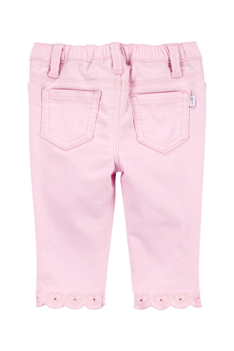 Pantalón de algodón, con dobladillo bordado Sin color