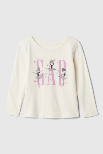 Remera Logo Gap Manga Larga Toddler Niña Ivory Frost