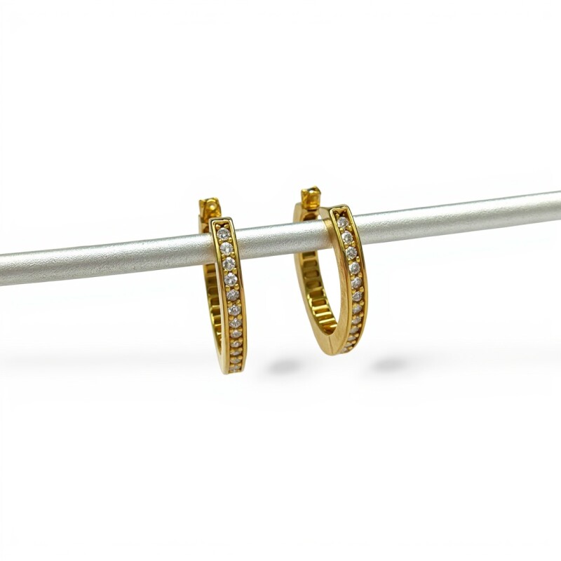 Caravanas aros curvos de zirconia y oro- Oro bajo - Zirconia- CA8157 conpiedra