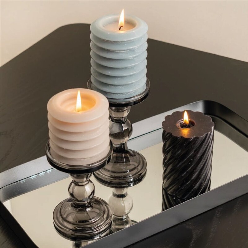 CANDELABRO VIDRIO D8.5/H11.5CM COLOR HUMO CANDELABRO VIDRIO D8.5/H11.5CM COLOR HUMO