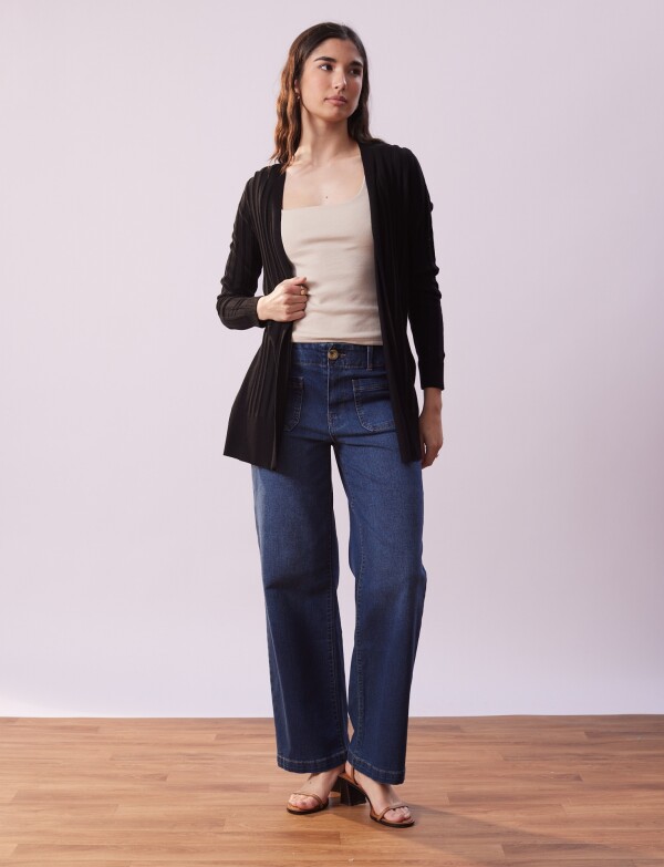 Cardigan Rib NEGRO