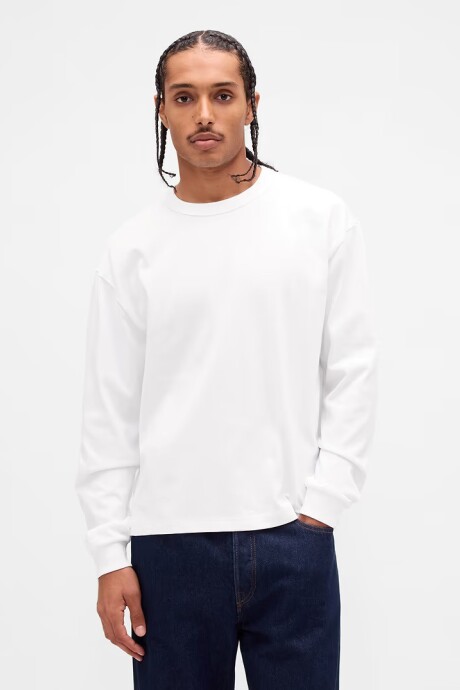 Remera Manga Larga Heavyweight Hombre Optic White V6