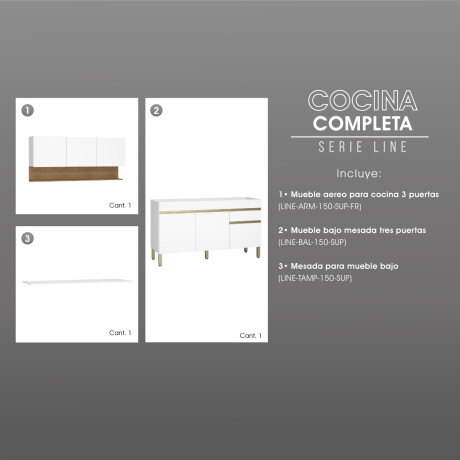 JUEGO COCINA MODULAR MOBILIARIO MADERA MDP LINE BLANCO BLANCO
