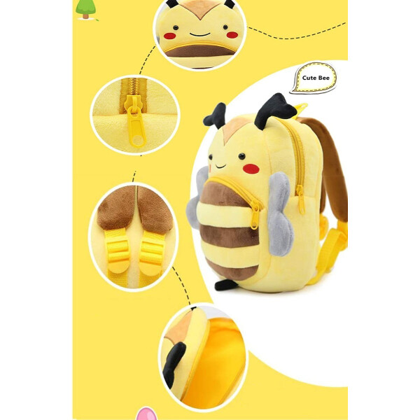 Mochila Infantil Animales De Peluche Niños Escuela 3d Variante Color Amarillo Abeja