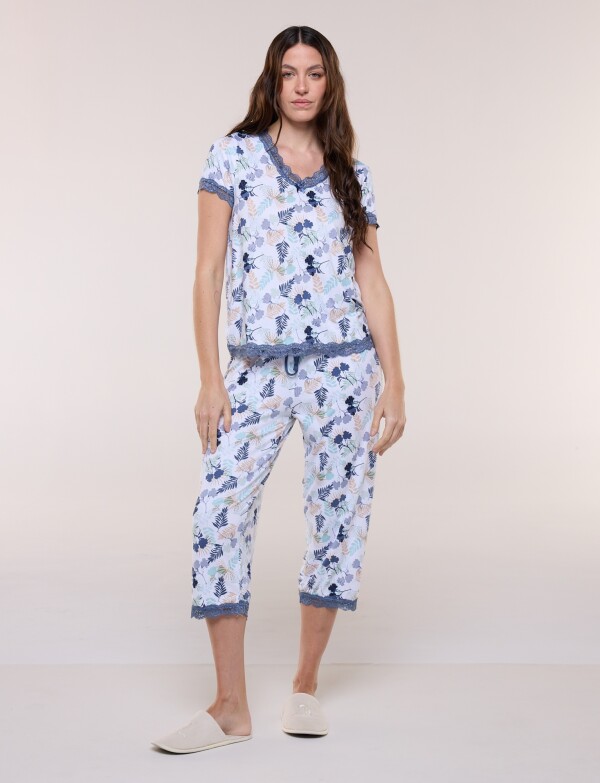 Pijama Con Capri BLANCO/MULTI