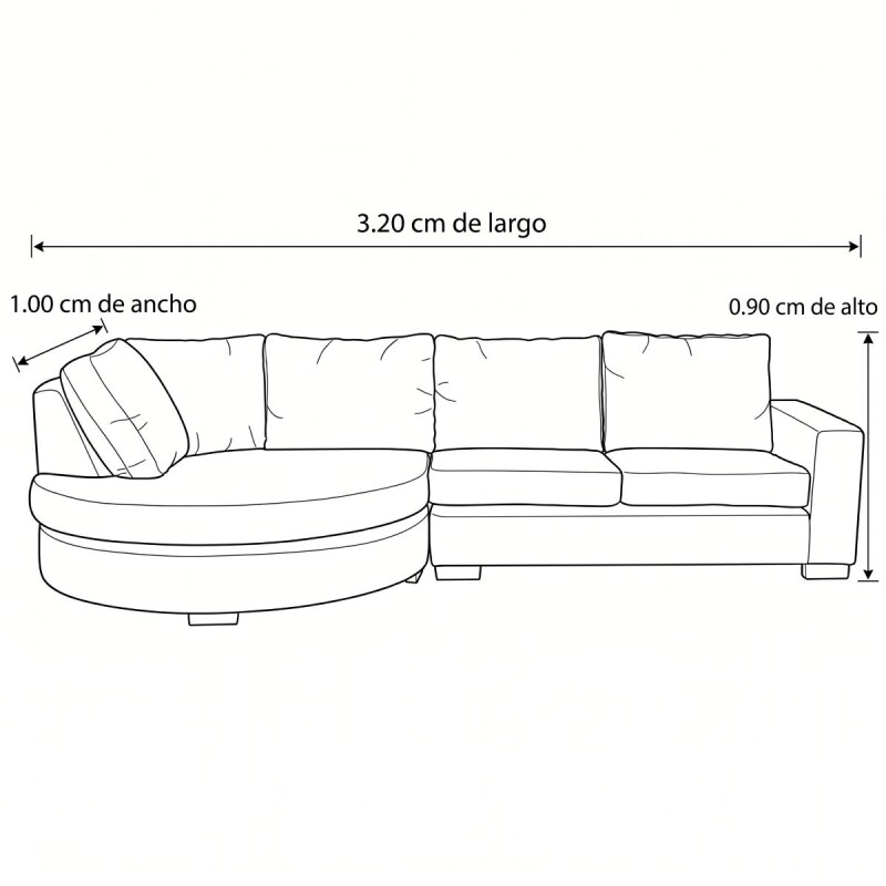 SOFA SHERLON 3 PUESTOS ROUND BEIGE 2PZS CD Unica