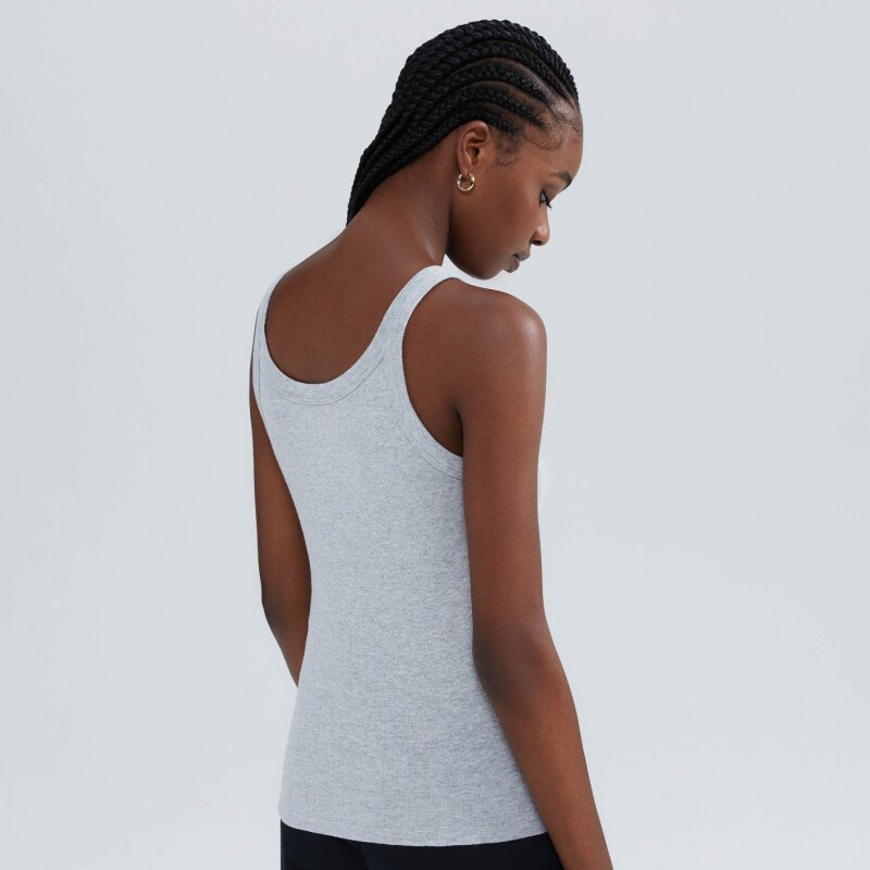 CAMISETA REGATA FEM CINZA MESCLA