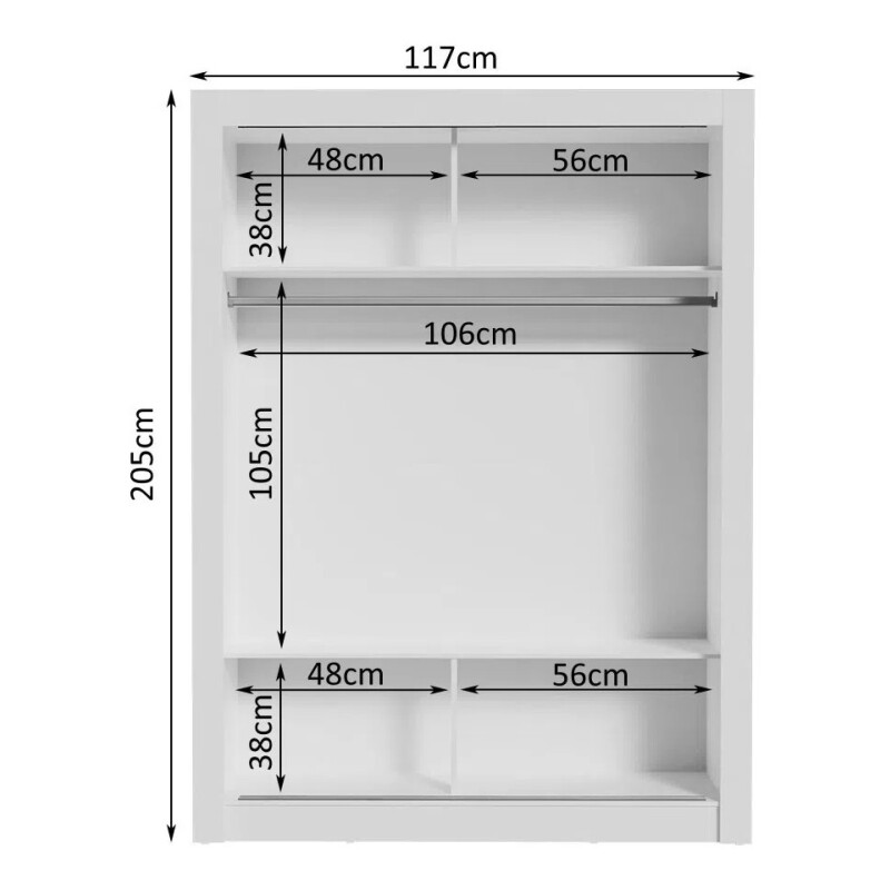 Ropero Placard 2 Puertas Corredizas 1 Espejo Denver Blanco