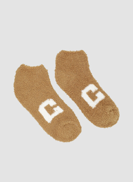 Medias damas corta chenille con antideslizante Mostaza