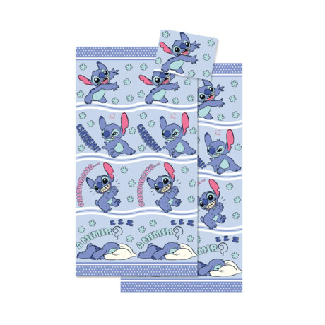 Juego de sábanas Infantil Stitch 1 Plaza 100% Microfibra Azul