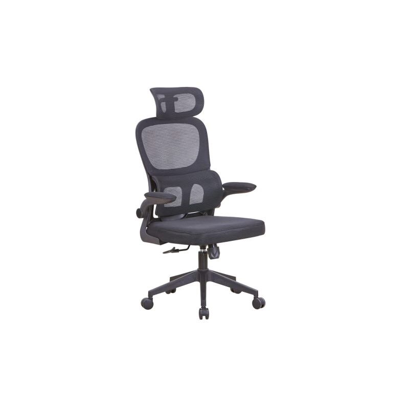 Silla de Oficina Negra Respaldo Malla con Cabecera Silla de Oficina Negra Respaldo Malla con Cabecera