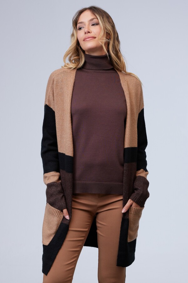 Cardigan Colorblock MULTI/TOSTADO