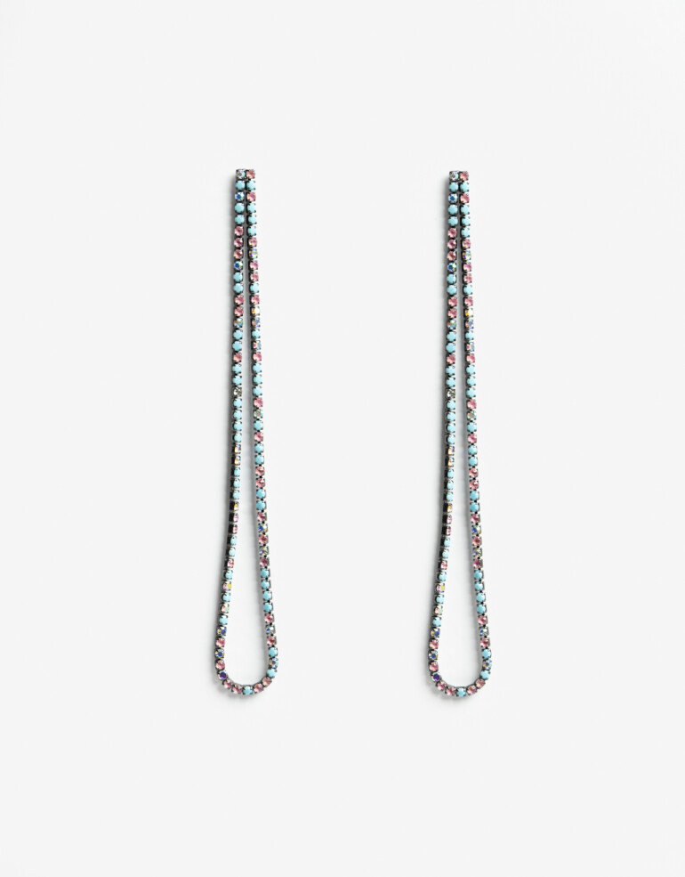 Aros Colgantes Largos Strass Aros Colgantes Largos Strass - Combinacion Multicolor