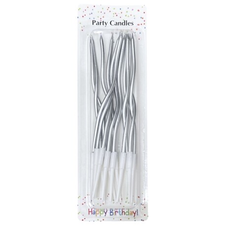 Velita Ondas Metal x 12 Plateada